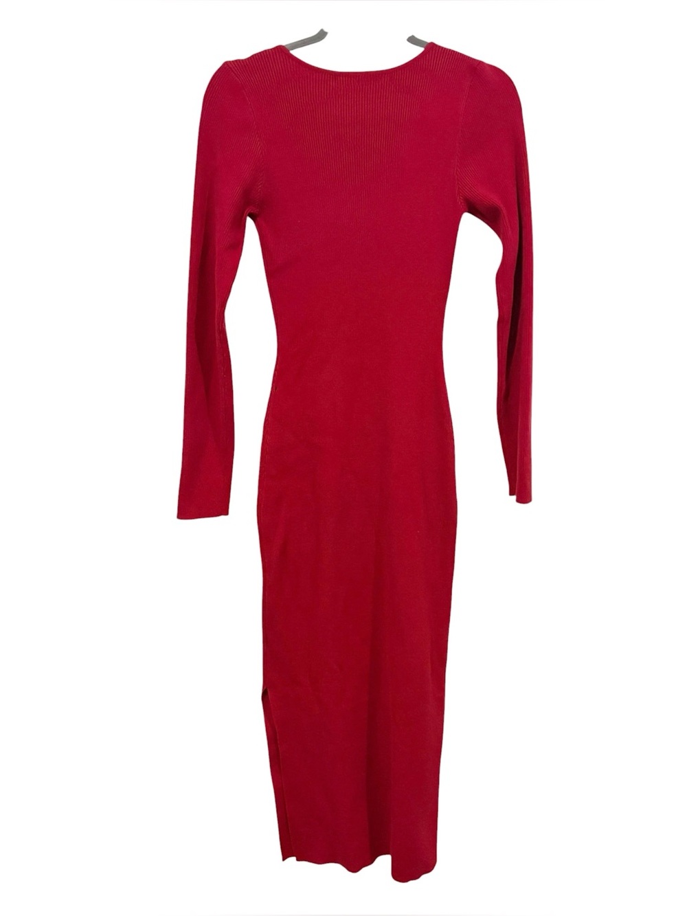 Lulus Darling Red Ribbed Knit Bodycon Midi Sweater Dress M Medium - Picture 4 of 6